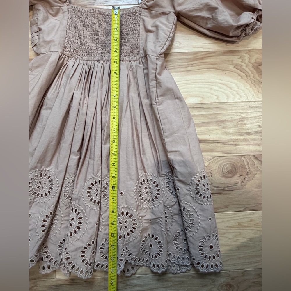 Abercrombie & Fitch Eyelet Puff Sleeve Mini Dress XS Cottagecore Croquette - Picture 9 of 12